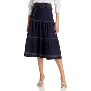 Veronica Beard Armida Skirt Belted Tiered Nautical Preppy Vacation Summer XS